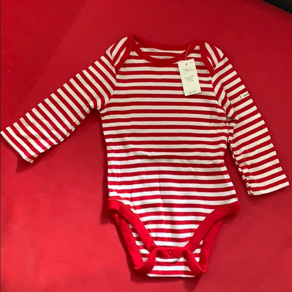 red and white striped baby onesie